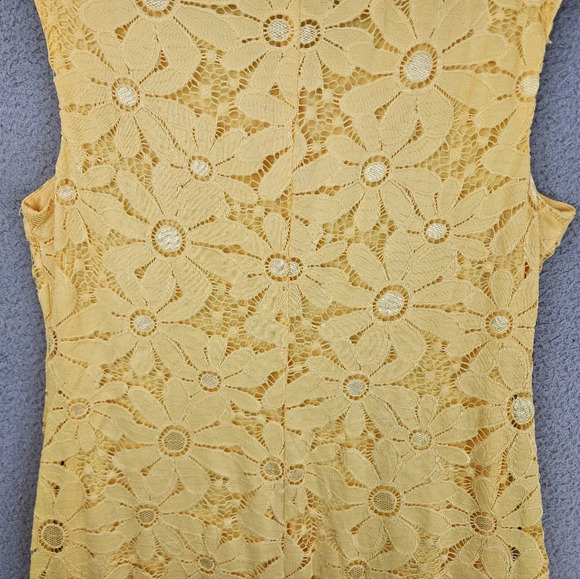 Connected Apparel Coming Up Daisy Yellow Perfect Summer Dress Sz 14 Lace Overlay - Picture 10 of 11